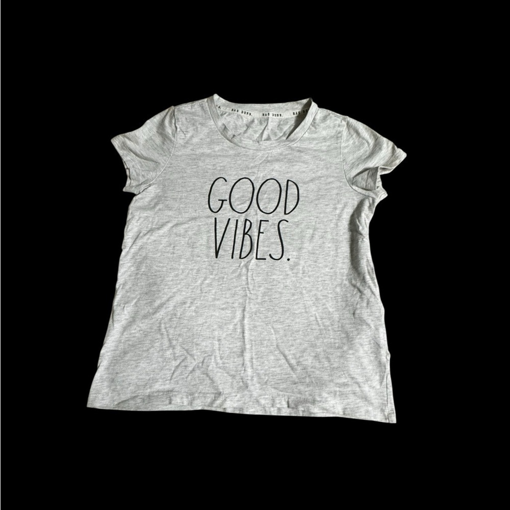 Rae Dunn Gray 'Good Vibes' Short Sleeve Tee